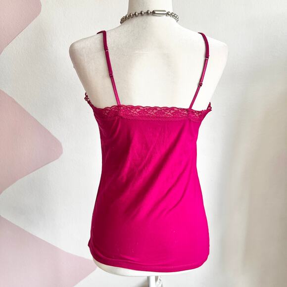 Pink‎ Lace Trim Tank Top, Y2K Coquette Soft Girl Romantic 2000s Small - Picture 3 of 6